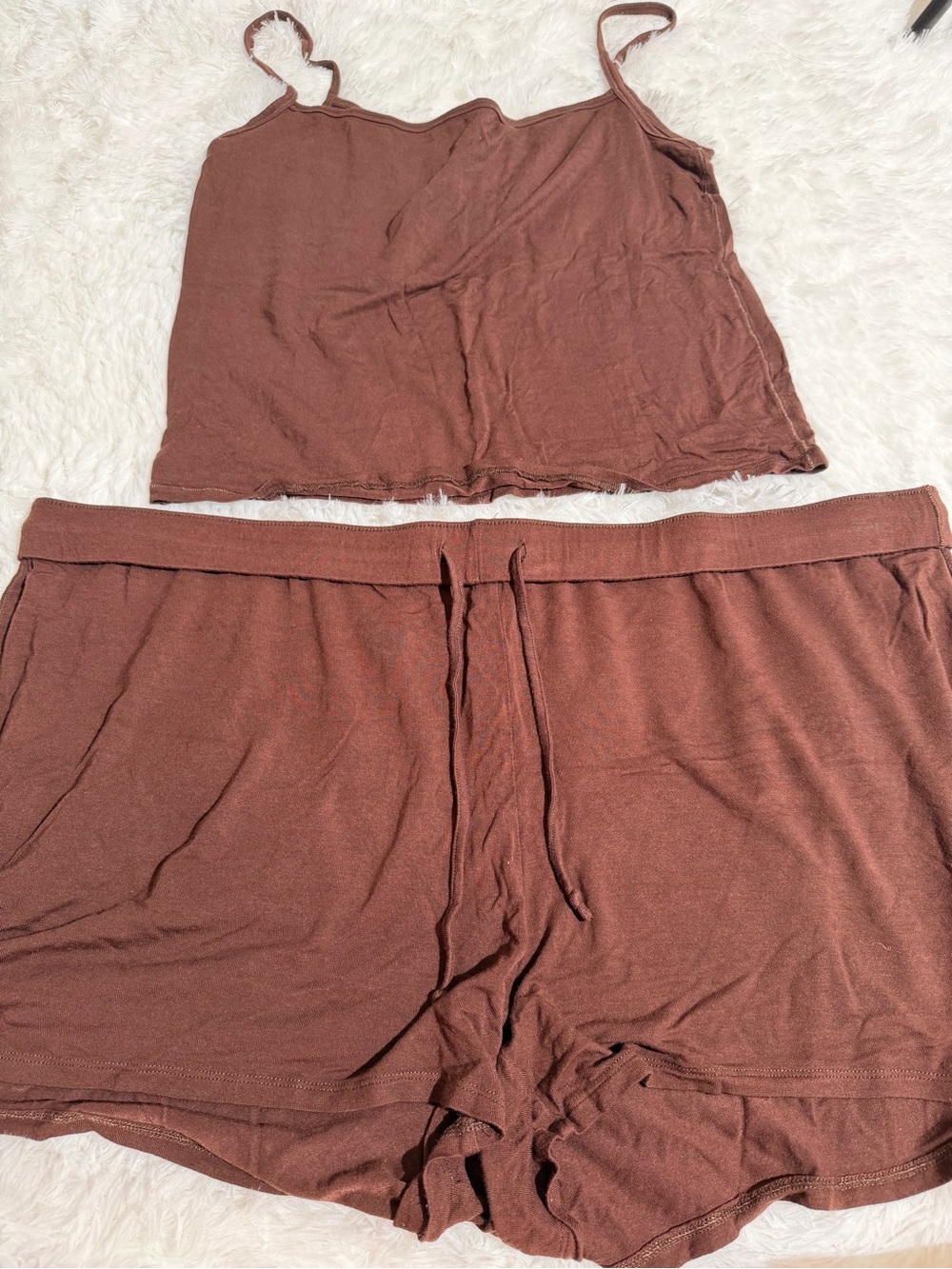 SKIMS 3X / 4X Matching Loungewear Set Chocolate Brown Shorts Tank Top Soft Comfy